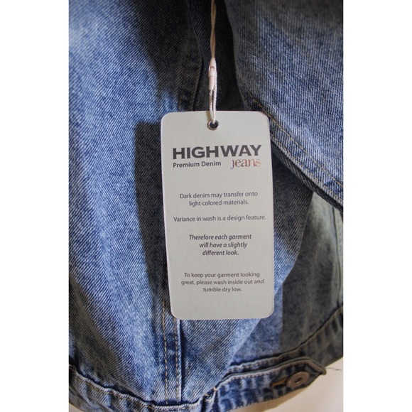 Highway NWT Destroyed Denim Jean Jacket XL Distressed Frayed Fringe - Picture 11 of 11